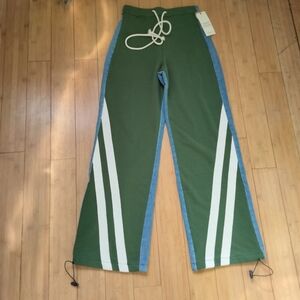 Austin Landing NWT High Waist Baggy Mixed Media Jeans Wide Leg Athletic Pants  0